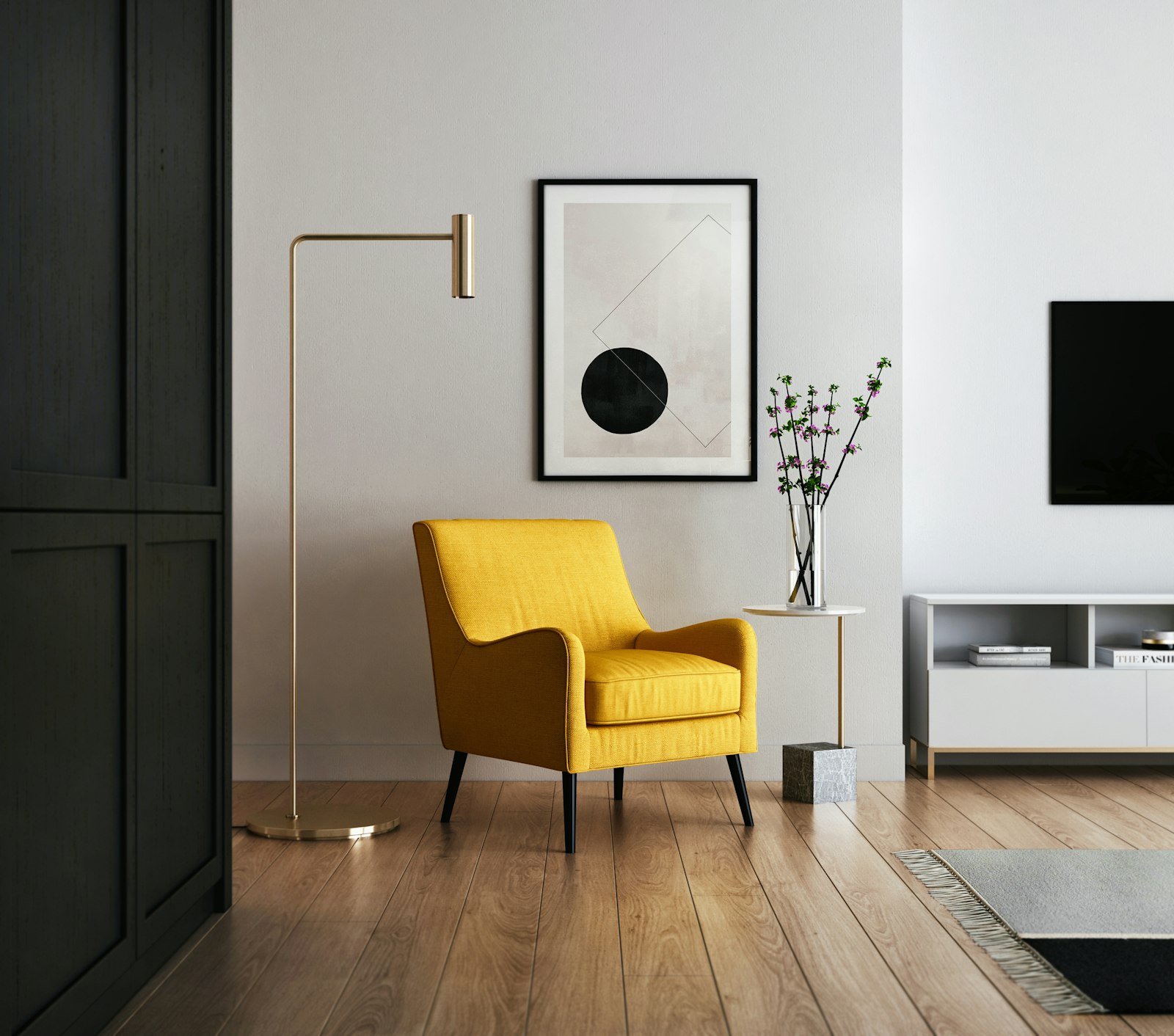 Mustard fabric armchair